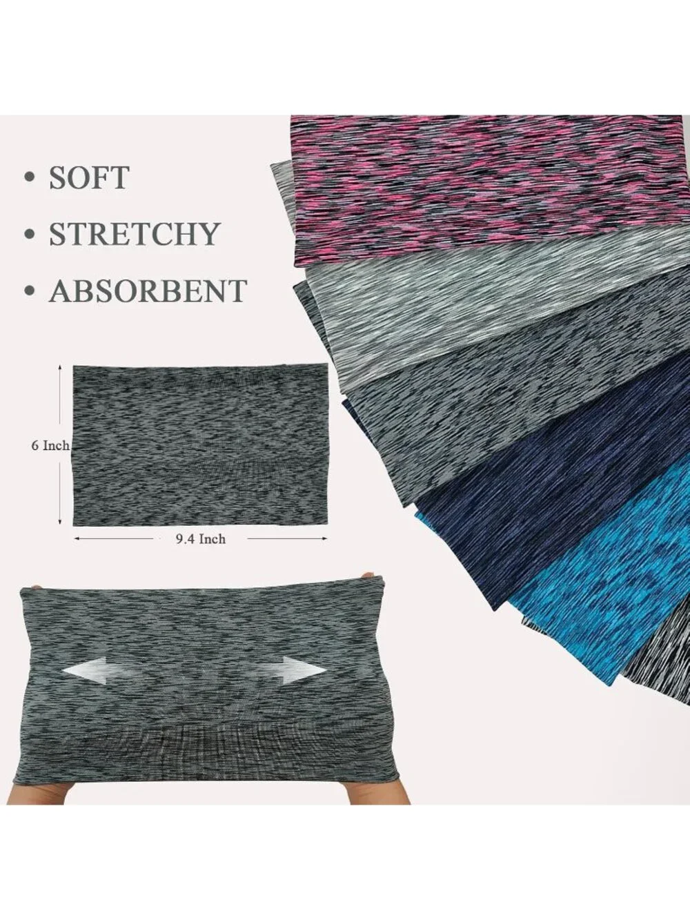 Women Space Dyed Base Stretch 6 Pack Headband Turban Yoga Hairband Accessories